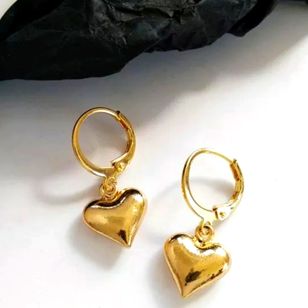 Gold Heart Huggie Earrings